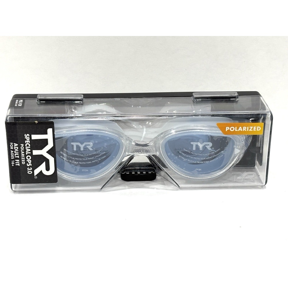 TYR Special Ops 3.0 Polarized Adult Swim Goggles Blue Clear LGSPL3P New Case - Picture 1 of 10